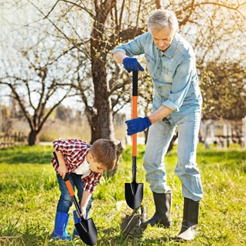 TwinkleTool Small Shovel for Digging with Metal Handle, 43.7 Inch Heavy Duty Garden Shovel, Trench Shovels Ideal for Digging Gardening Trenching Planting Camping Transferring Scooping, Orange - Image 2